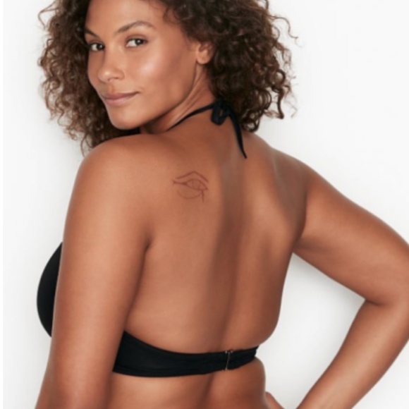 VICTORIA'S SECRET Capri Ruffle Halter Swim Bikini Top Nero Black - Picture 2 of 3